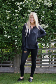 Lace Love Black Henley Top