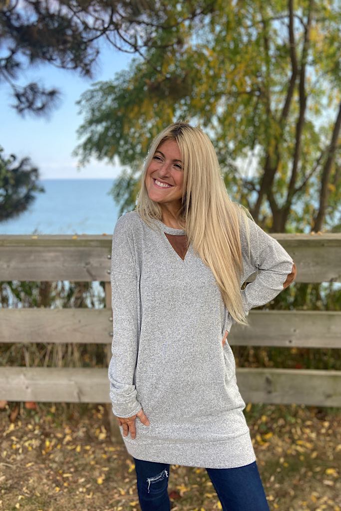 Beautiful Grey Long Sweatshirt