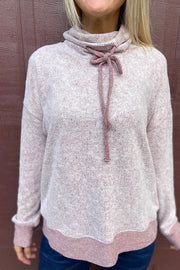 Burgundy Two Tone Soft Cowl Neck Top