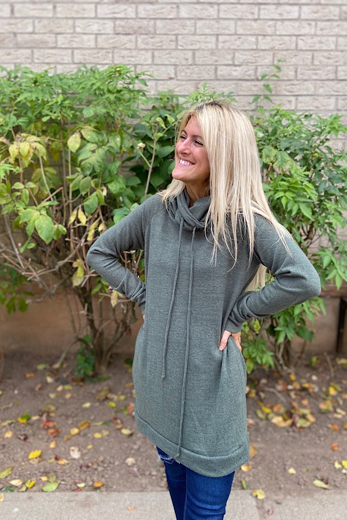 Olive Campfire Cowl Neck