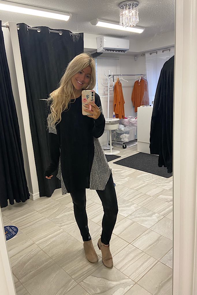 Black Boho Stripe Lightweight Sweater