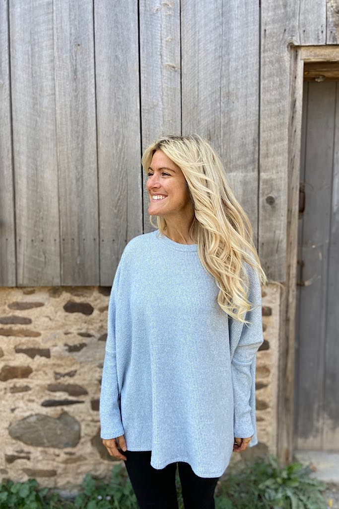 This Is So Good Boho Waffle Top-Blue
