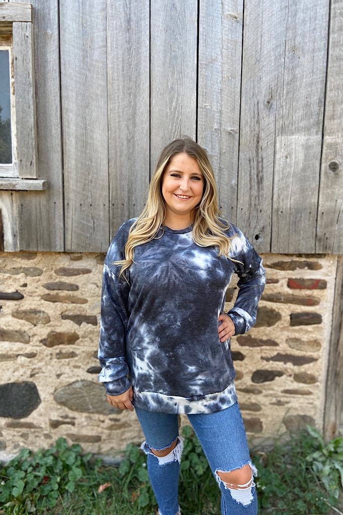 Fall Black Tie Dye Sweatshirt