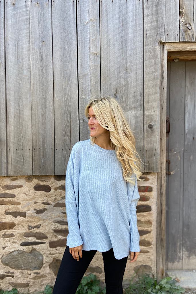This Is So Good Boho Waffle Top-Blue