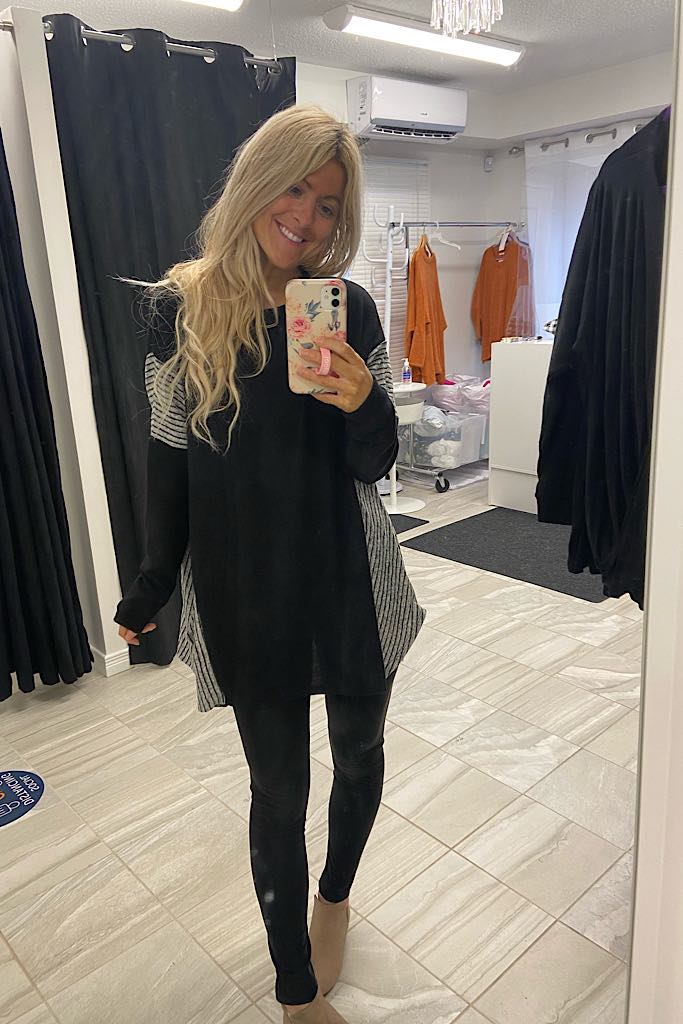 Black Boho Stripe Lightweight Sweater