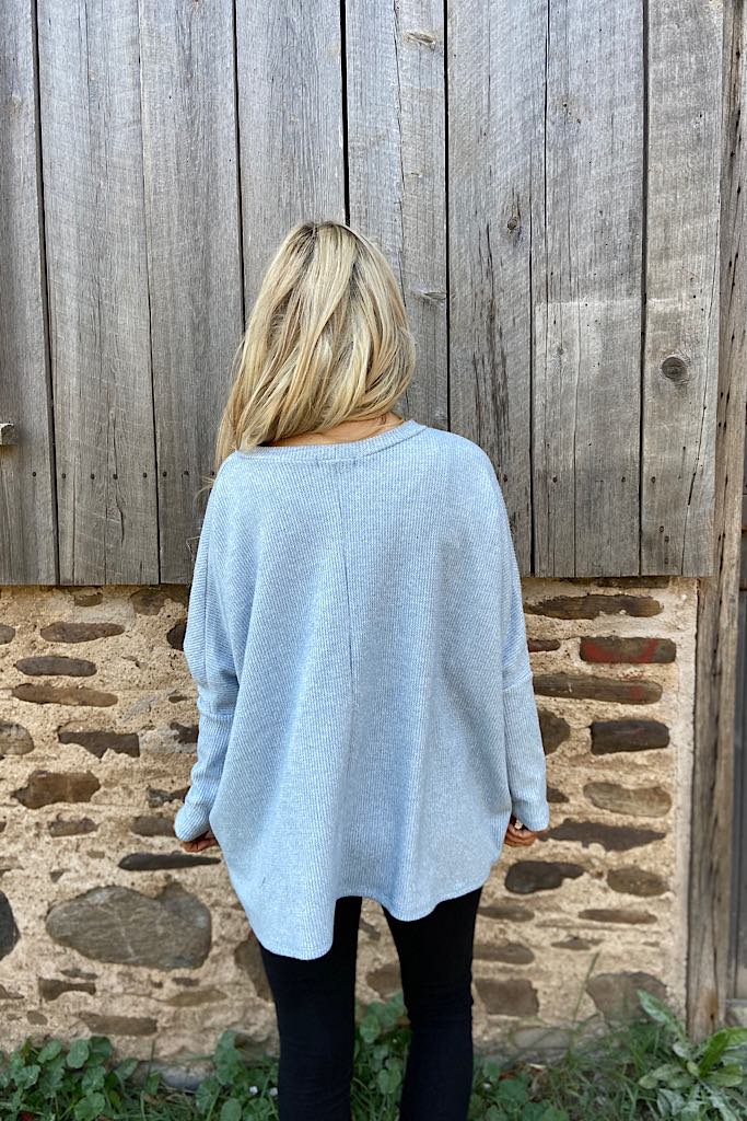 This Is So Good Boho Waffle Top-Blue