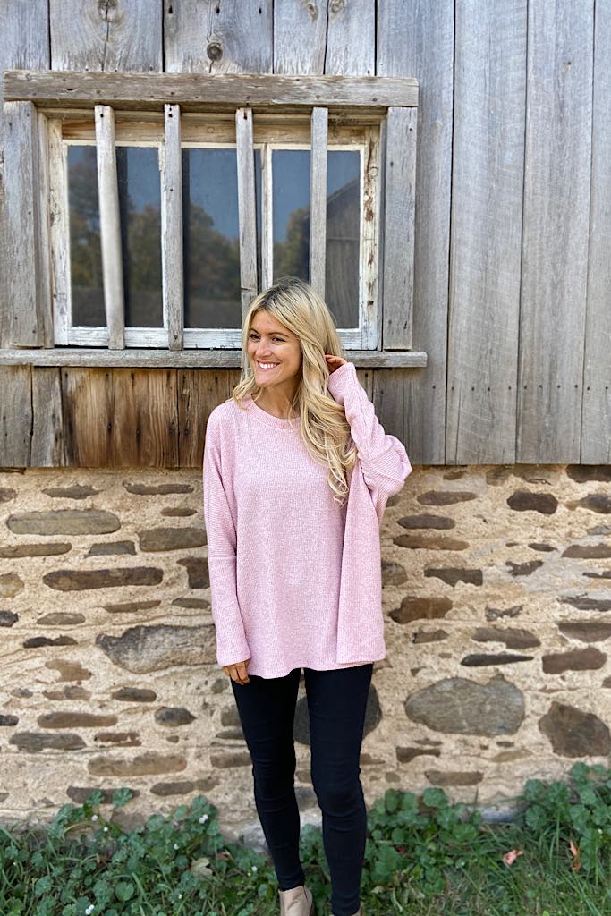 This Is So Good Boho Waffle Top-Pink