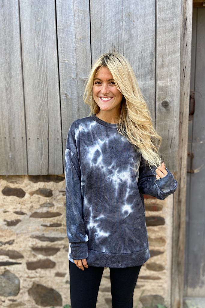 Fall Black Tie Dye Sweatshirt