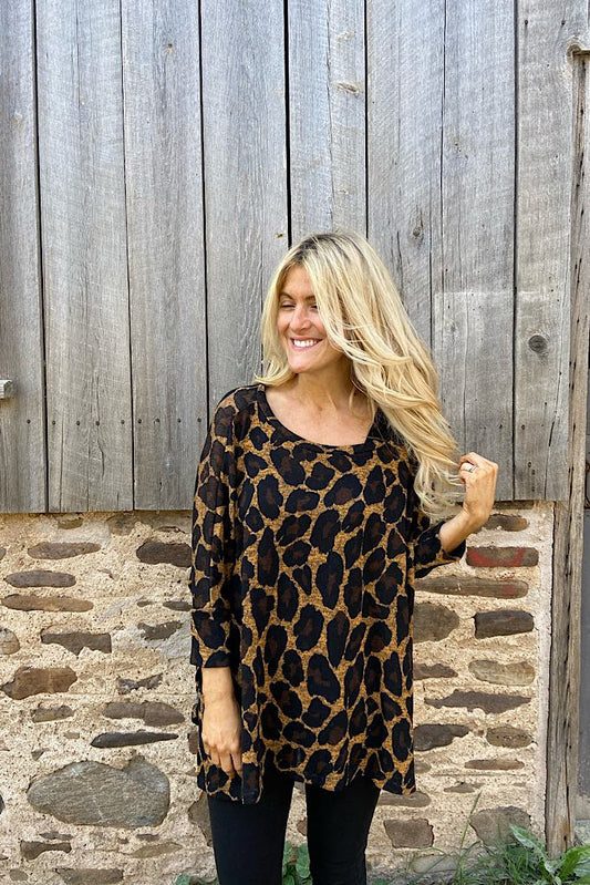 Animal Print Boho Top
