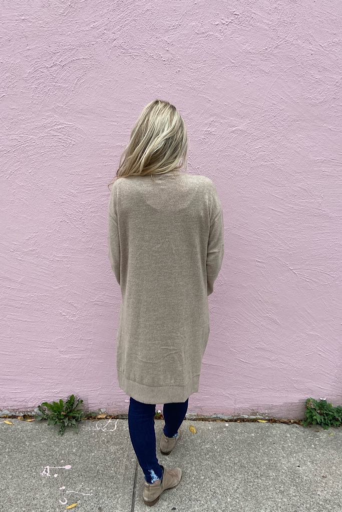 Taupe Soft Brushed Pocket Cardigan