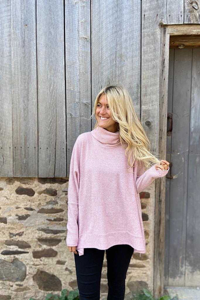 Amazing Waffle Turtleneck-Pink