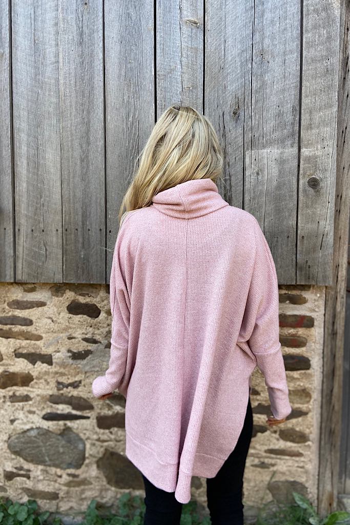 Amazing Waffle Turtleneck-Pink