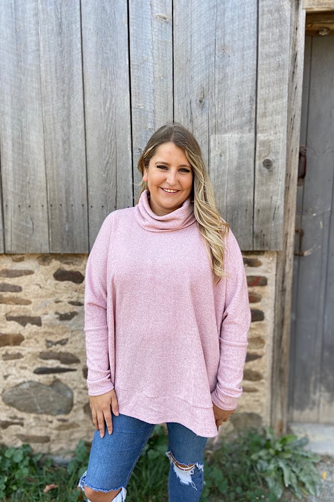 Amazing Waffle Turtleneck-Pink