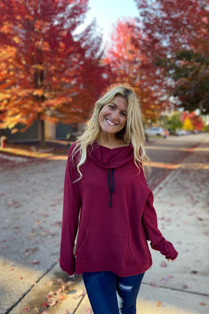 Burgundy Soft Brushed Waffle Cowl- Promo Line