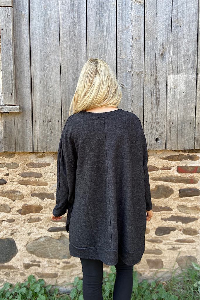 Sia Charcoal Soft Brushed Sweater Top