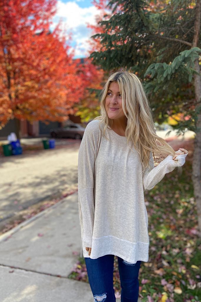 Maura Oatmeal Boho Top-Restocked