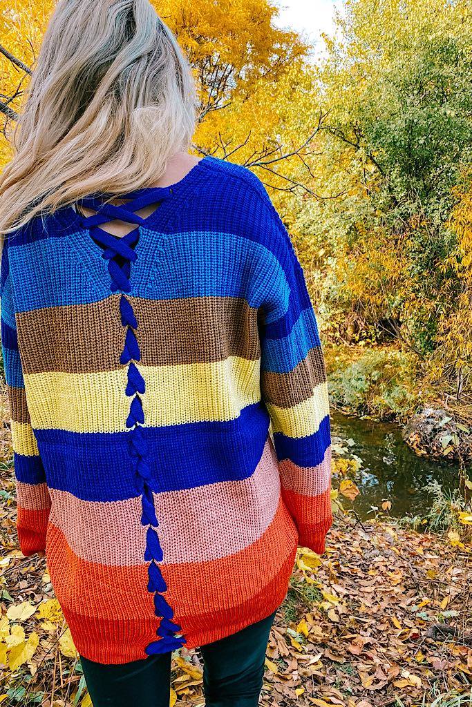 Oversized Colour Block Knit Sweater