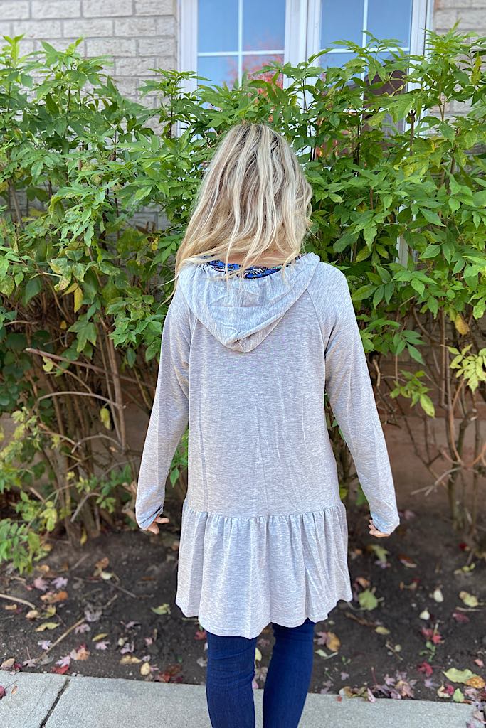 The Grey Becky Hooded Mini Tunic Dress