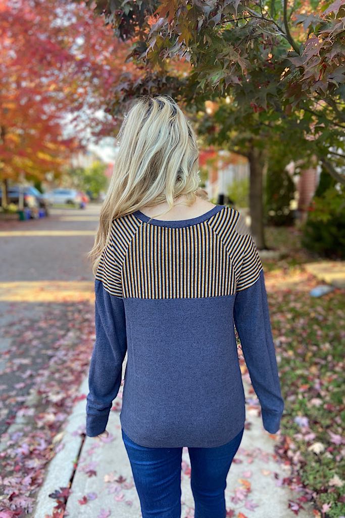 Navy Brushed Tie Top-Promo Line