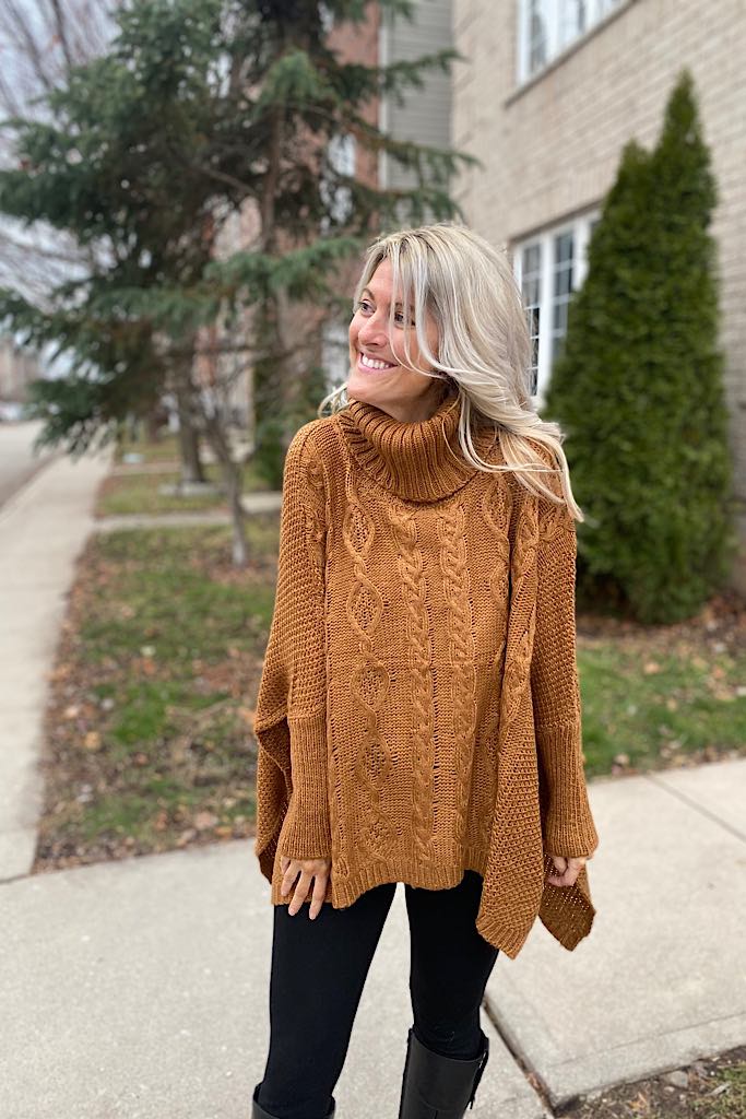 Envy Knit Turtleneck Sweater-Cinnamon