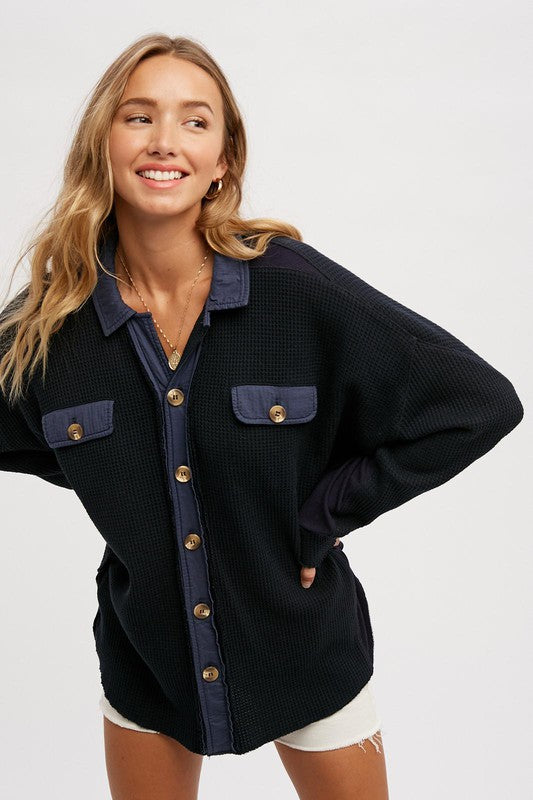 Navy Luxe Slouchy Shacket-SALE