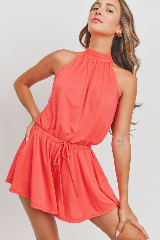Coral Vacation Dressy Romper