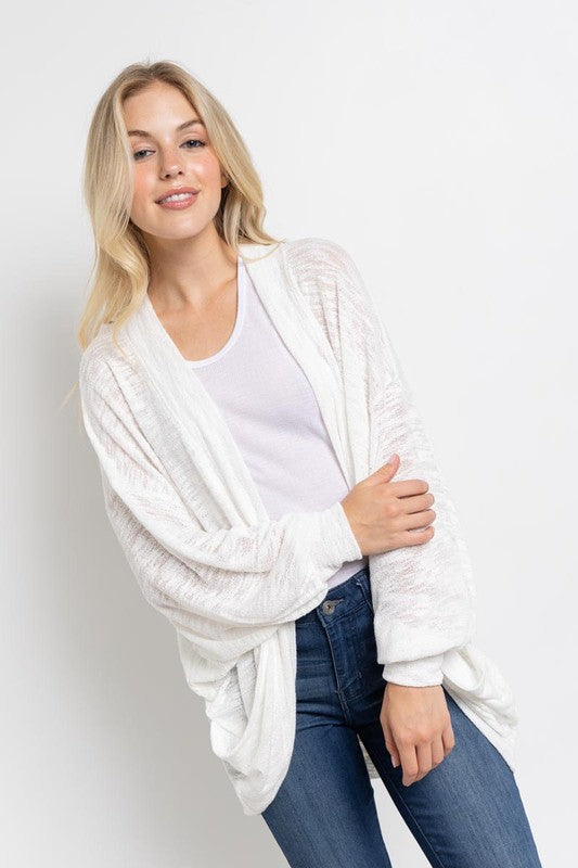 Off White Dolman Slub Knit Cardigan
