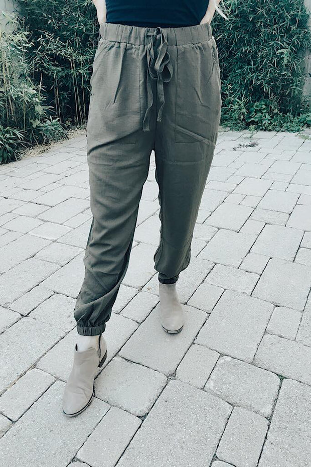 Dressy Olive Button Side Pants