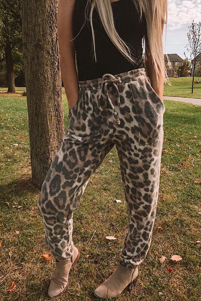 Leopard Soft Brushed Joggers- Restocking