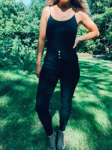 Button Stretchy High Waisted Dress Pants