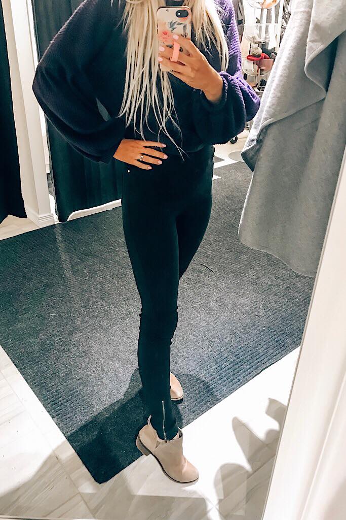 Zipper Bottom Black High Waisted Stretchy Dress Pants