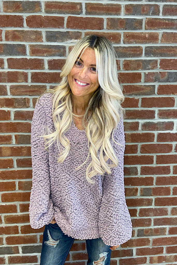Pre Order Dusty Mauve Popcorn Sweater