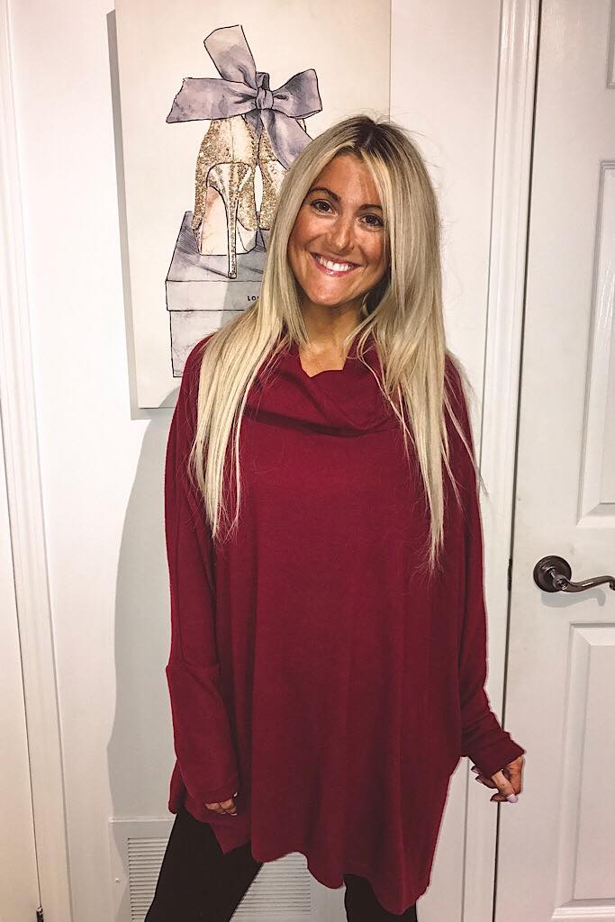 Burgundy Soft Boho Turtleneck Top