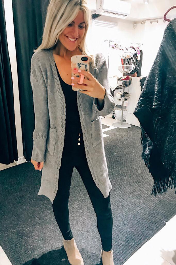 Grey Braided Sweater