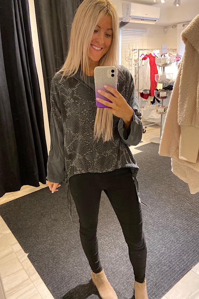 Charcoal Soft Hi Low Italian Blouse