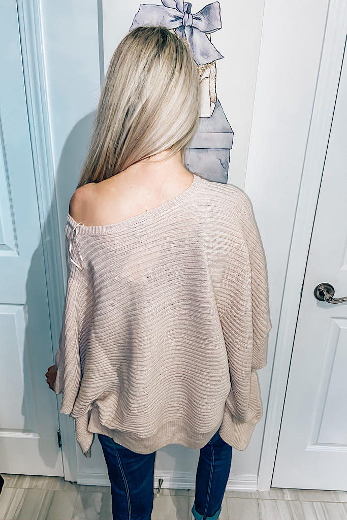 Mauve Ribbed Square Cut Sweater