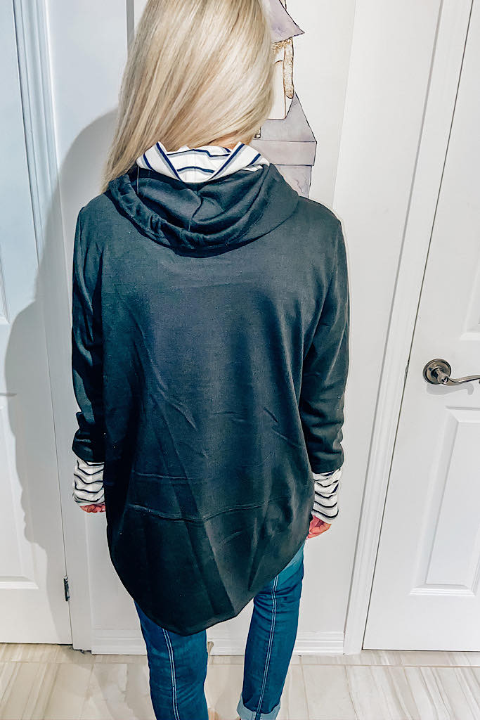 Black Double Cowl Neck Top