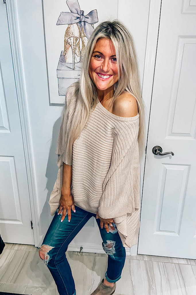 Mauve Ribbed Square Cut Sweater