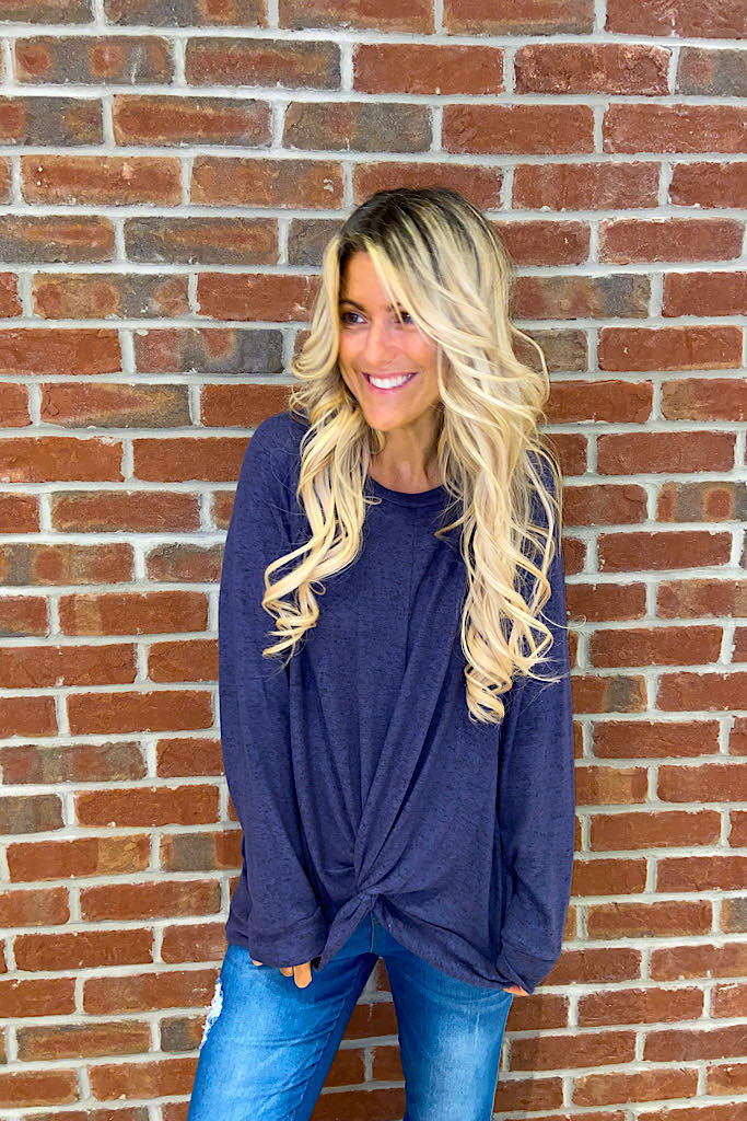 The Super Soft Sally Navy Knot Top