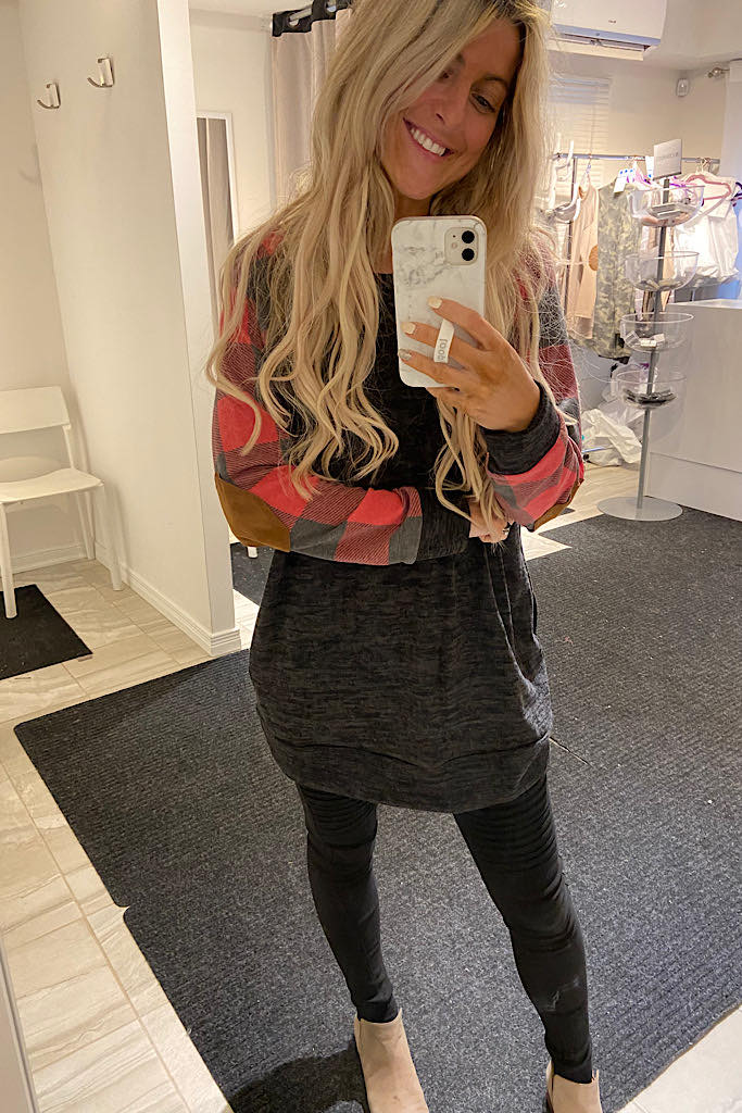 It's All Mine Red Coral Charcoal Tunic