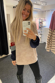 Taupe Mink Colourblock Chenille Sweater