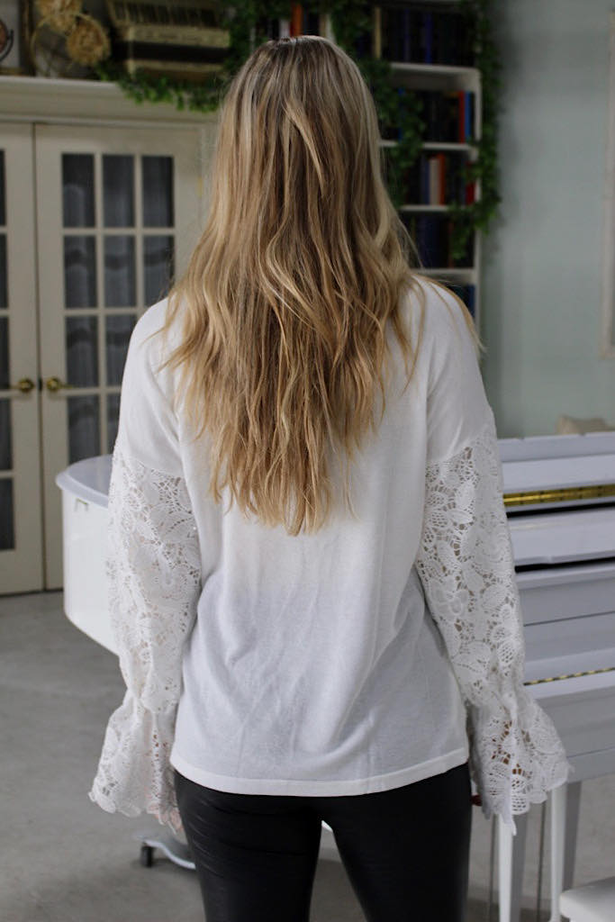 Pretty in Lace White Sweater