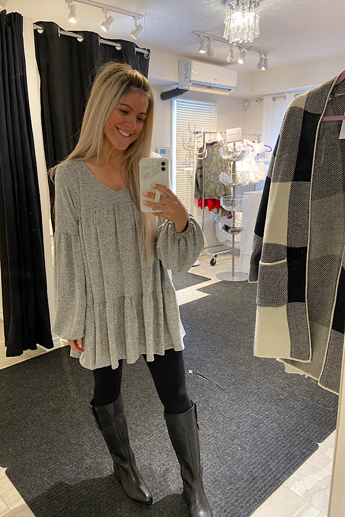 Heather Grey Cashmere Feel Brushed Tunic