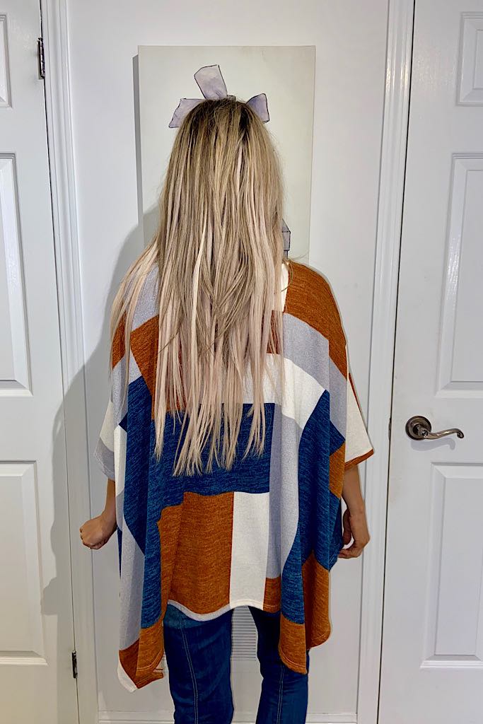Boho Style Colour Block Poncho Top