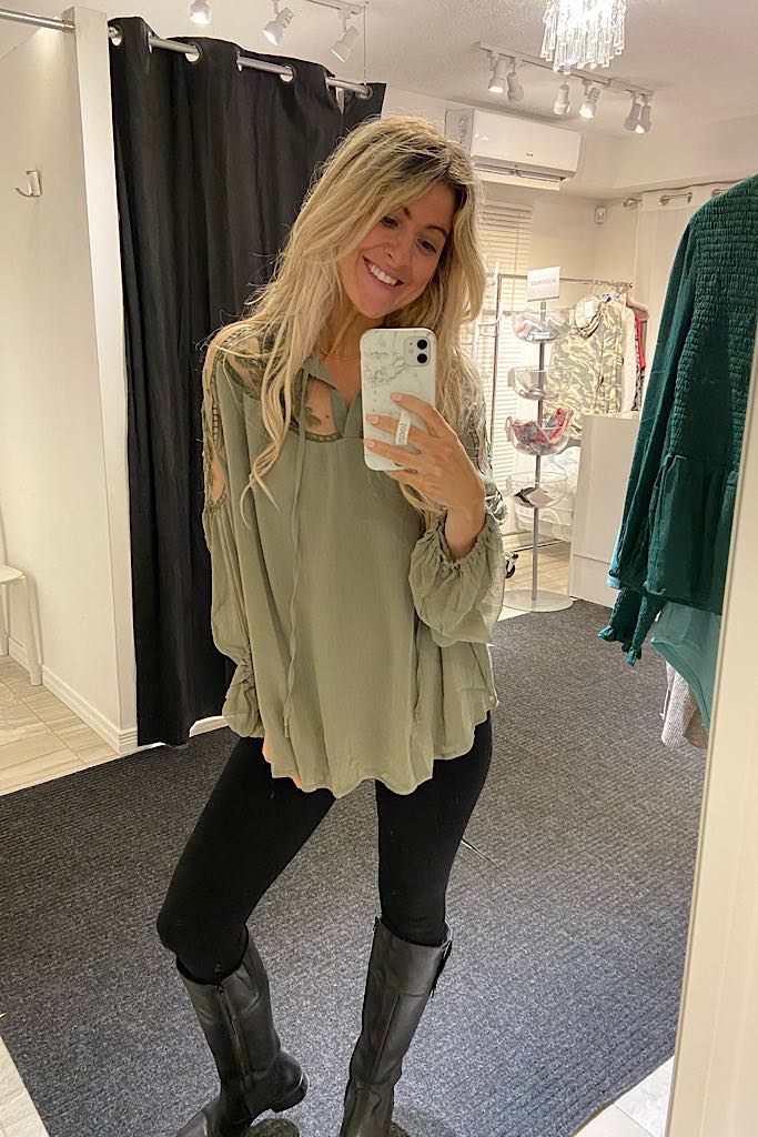 Olive Green Lace Blouse