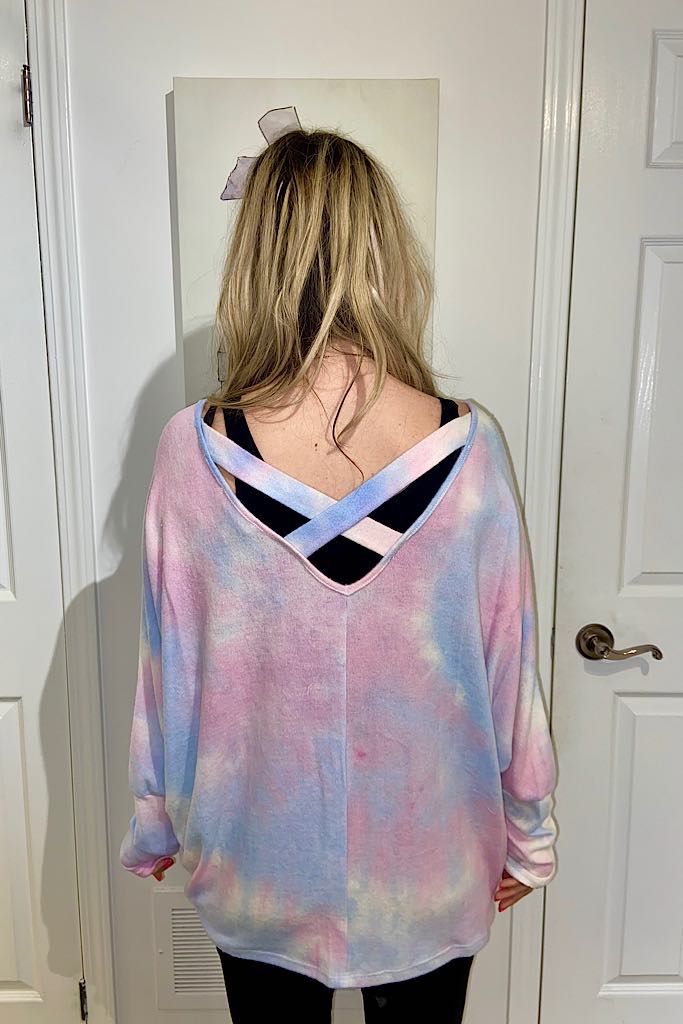 Cashmere Feel Tie dye Criss Cross Back Top