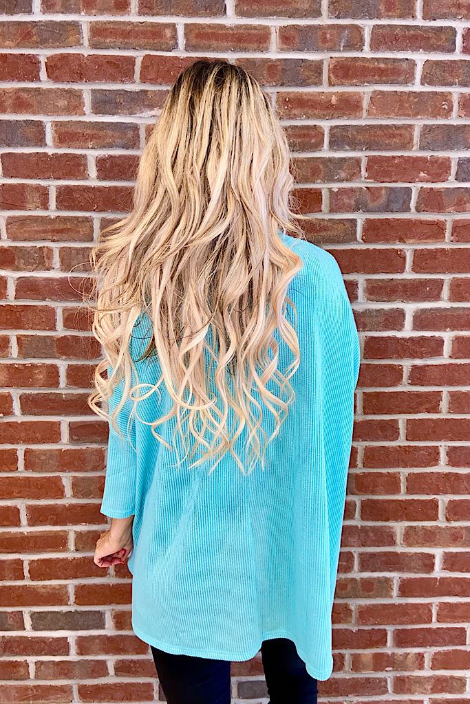 Aqua Mint Ribbed Spring Dream Top