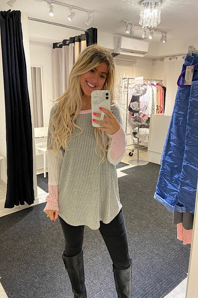 Criss Cross Ribbed Style Colour Block Top