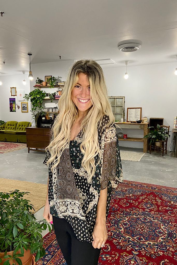 Bella Chiffon Cross Front Boho Mix Blouse