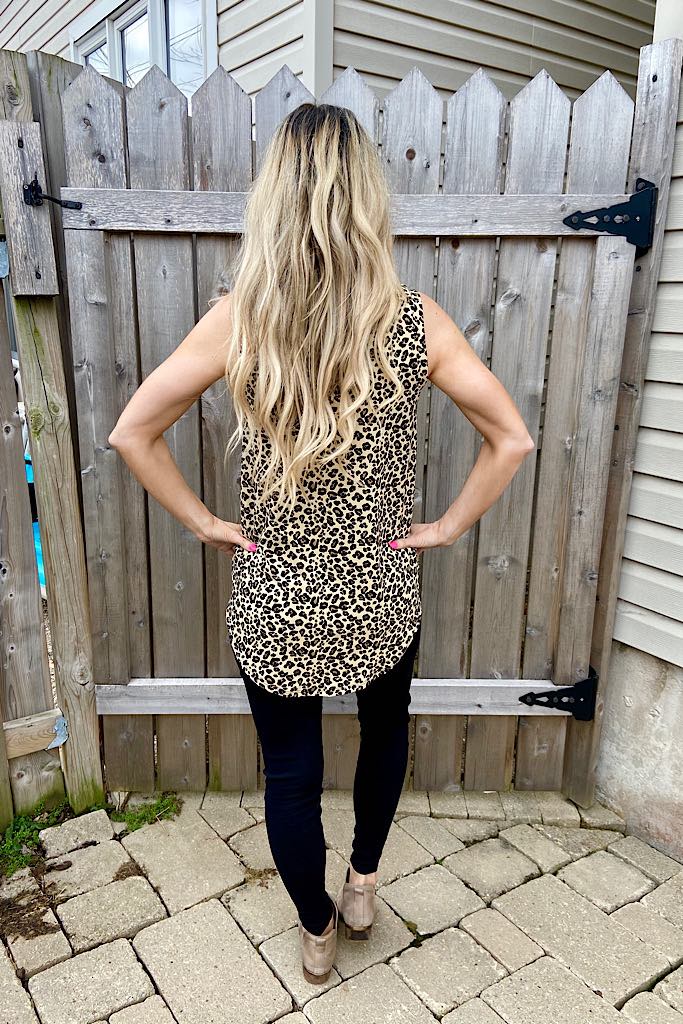 Animal Print Button Detail Tie Tank Top-New Arrival Promo